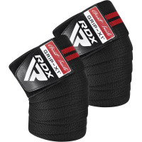 Бинти на коліна RDX GYM KNEE WRAP R11 BLACK/RED, Довжина 2 м, Бавовна, Поліестер, Чорно-червоний