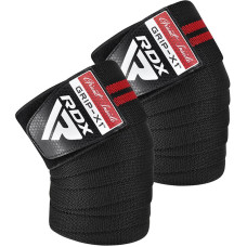 Бинты на колени RDX GYM KNEE WRAP R11 BLACK/RED, Длина 2 м, Хлопок, Полиэстер, Черно-красный