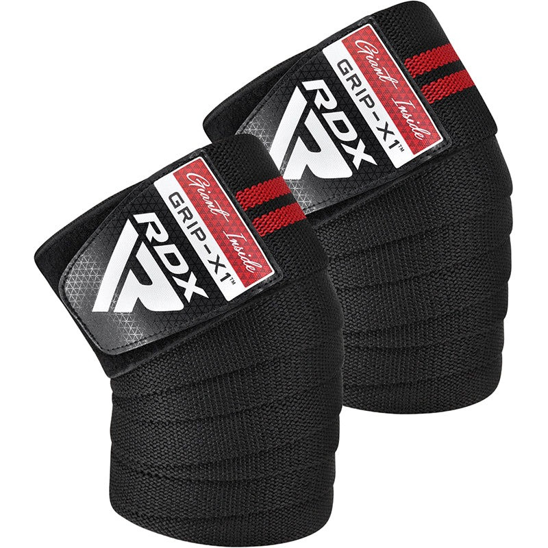 Бинты на колени RDX GYM KNEE WRAP R11 BLACK/RED, Длина 2 м, Хлопок, Полиэстер, Черно-красный
