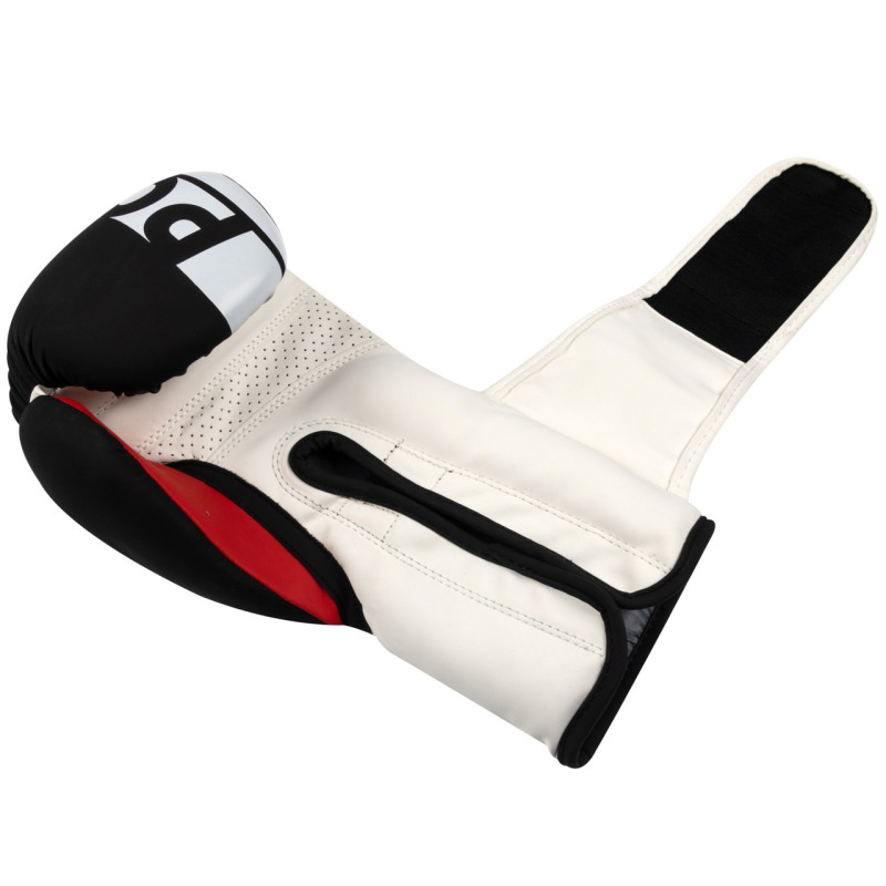 Боксерские перчатки PowerPlay 3086 Matt Challenger Черно-Белые 12 унций