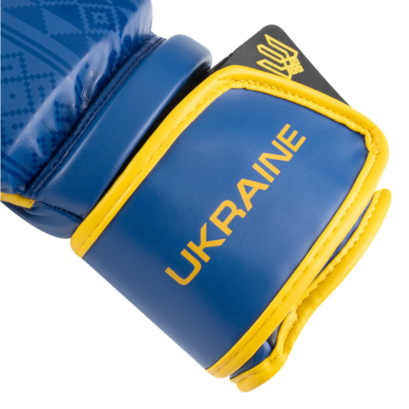Боксерські рукавиці PowerPlay 3021 Ukraine, 16 унцій, Поліуретан (еко-шкіра), Синьо-жовтий