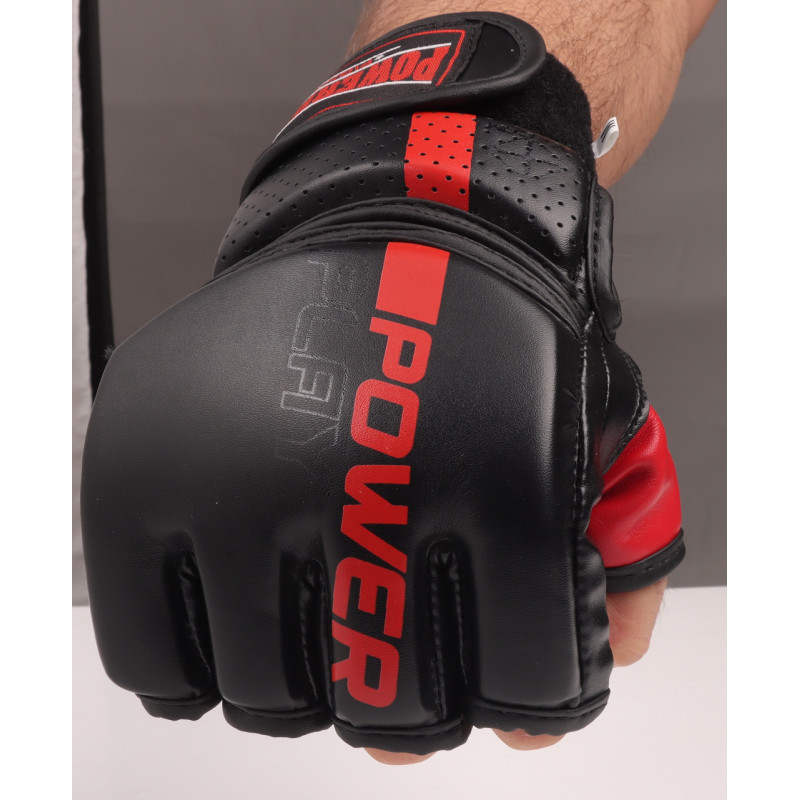 Перчатки для MMA PowerPlay 3093, Размер S, Искусственная кожа (PU), Черный