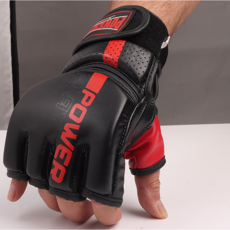 Перчатки для MMA PowerPlay 3093, Размер S, Искусственная кожа (PU), Черный