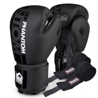 Перчатки для боксу Phantom APEX Black 14 унций (наколінник у подарунок)