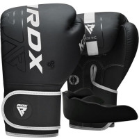 Боксерські рукавиці RDX F6 Kara Matte, 8 унцій, шкіра Maya Hide™, поглинання ударів Quadro Dome 3, вентиляція QD1, білий, 