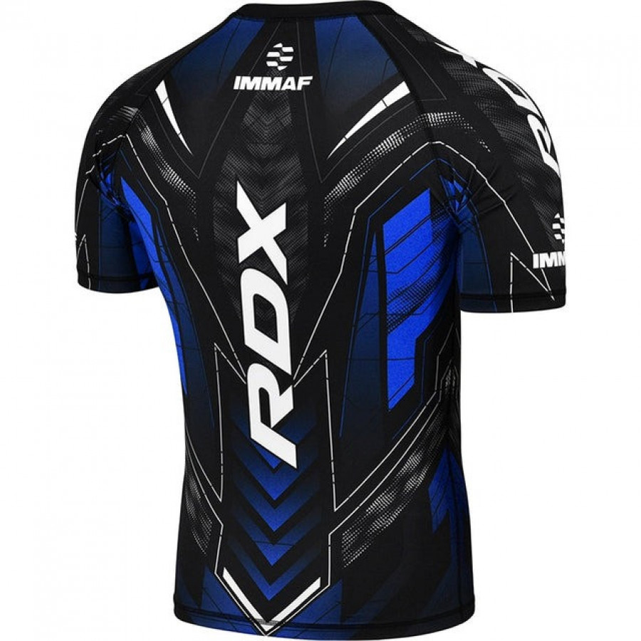 Рашгард RDX на короткий рукав, схвалена IMMAF, Чорно синій XXL