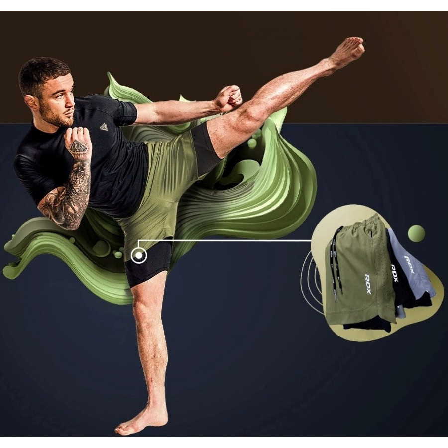 Компресійні шорти для RDX MMA T16 2-в-1 GREN/BLACK-XL