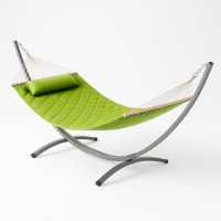 Стійка для гамака + Двомісний гамак SOFT зелений XXL 200x140 з планками