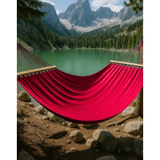 Монотонний гамак з планкою WISH червоний одномісний XL 200х100 WCG