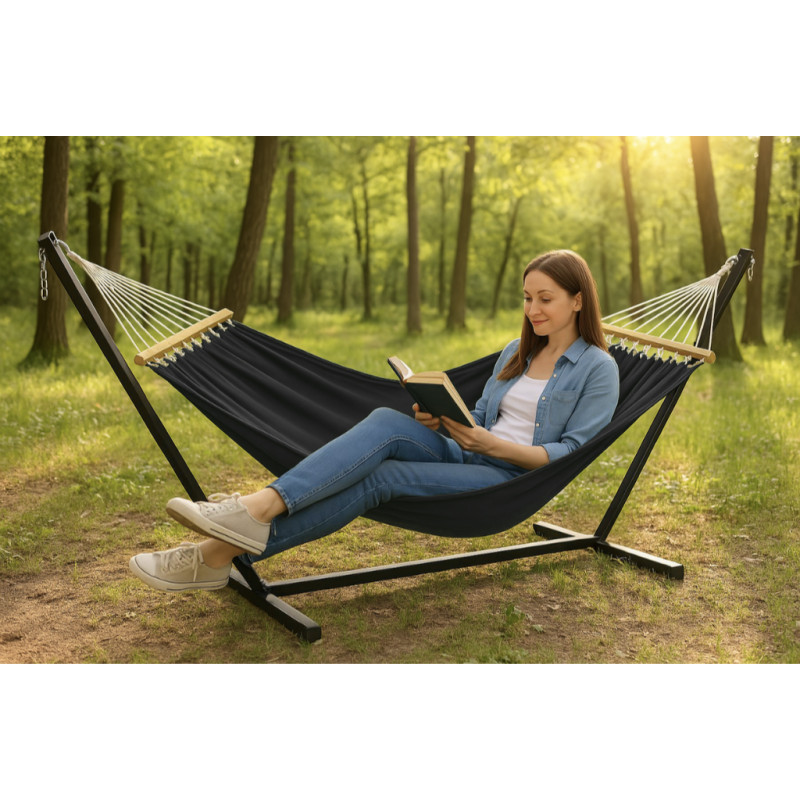 Двомісний гамак з планкою Hygge сірий XXL 200х150 WCG