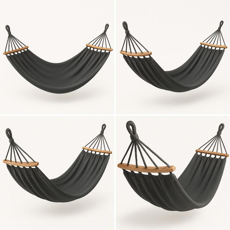 Двомісний гамак з планкою Hygge сірий XXL 200х150 WCG