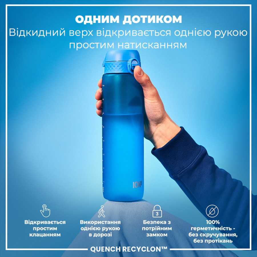 Пляшка для води ION8 1000 мл. (ЕКО пляшка) BPA Free, Blue