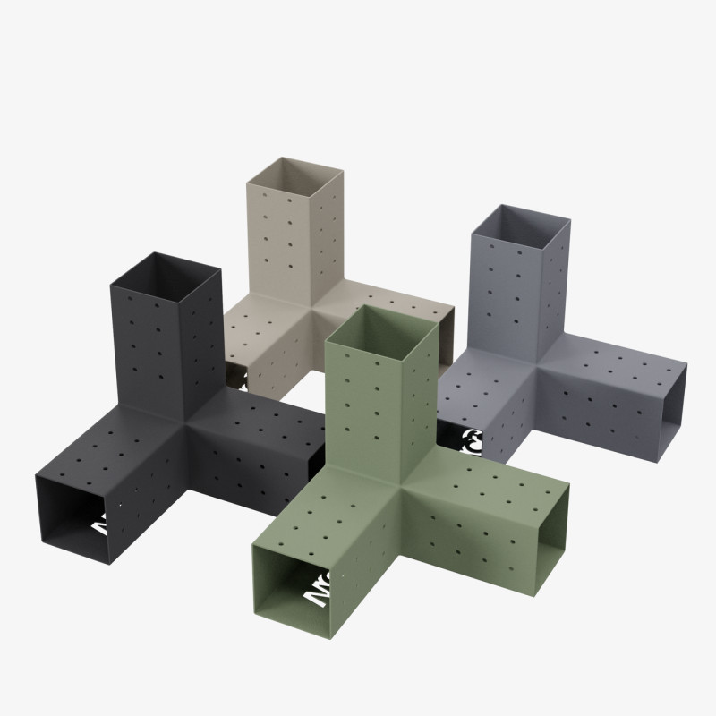 Угловой кронштейн для бруса 100×100 мм | Соединение 3 сторон (модуль 90°)