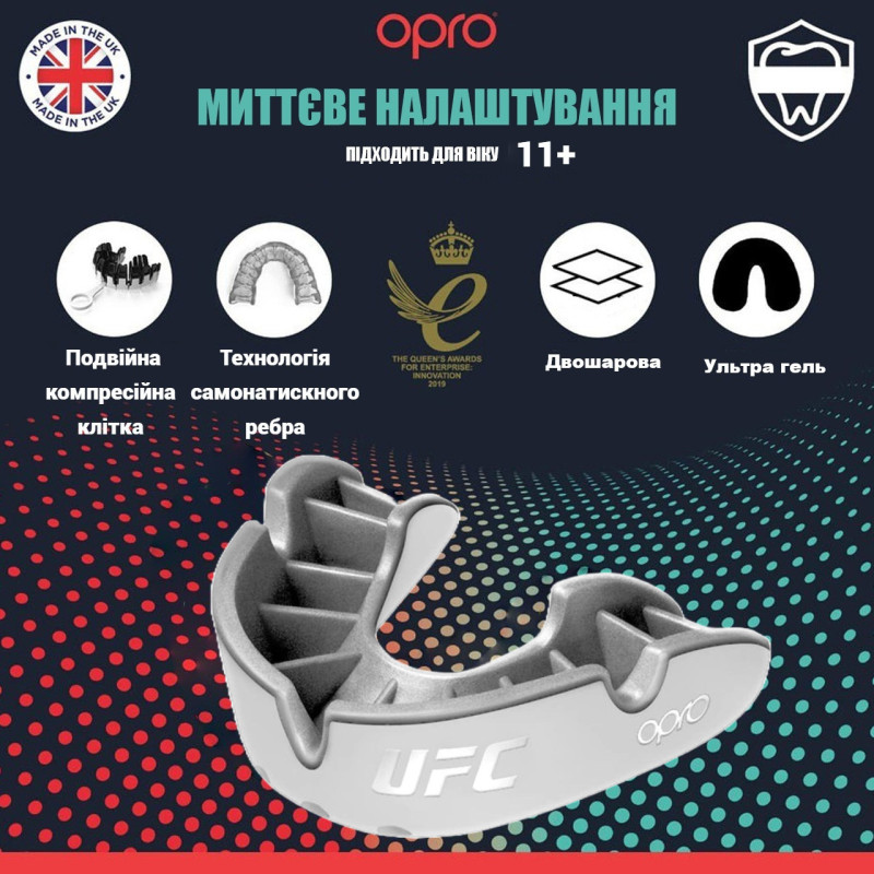 Капа OPRO Silver UFC доросла (вік 11+) White/Silver (ufc.102514003)