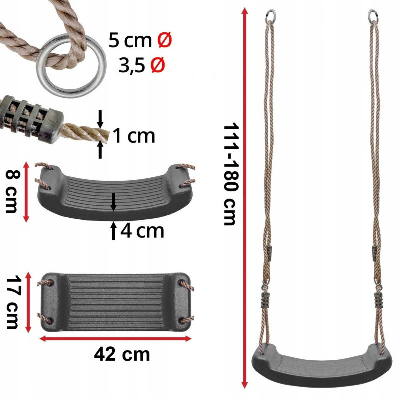 Дитяча гойдалка WCG BLOW, Від 2 років, Розміри сидіння: 42×17×8,5 см, Пластик, Графітовий