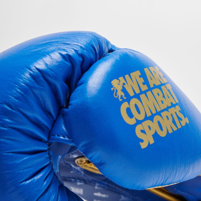 Боксерские перчатки Leone GN220 DNA Blue (бинты 4 м. в комплекте), 14 унций, Натуральная кожа буйвола, Полиуретан, Синий