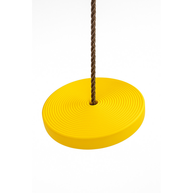 Качеля детская (тарзанка) DISK WCG для детской площадки, Длина 115-190 см (регулируемая), Диаметр диска 28 см, Пластик, Желтый