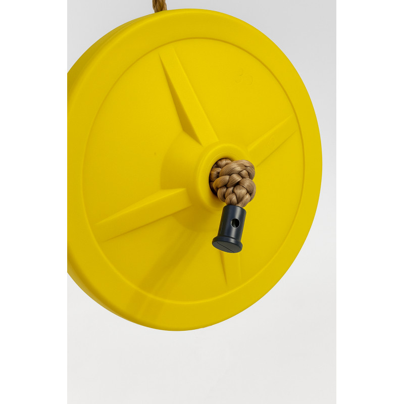 Качеля детская (тарзанка) DISK WCG для детской площадки, Длина 115-190 см (регулируемая), Диаметр диска 28 см, Пластик, Желтый