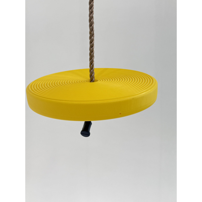 Качеля детская (тарзанка) DISK WCG для детской площадки, Длина 115-190 см (регулируемая), Диаметр диска 28 см, Пластик, Желтый