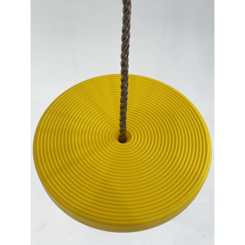 Качеля детская (тарзанка) DISK WCG для детской площадки, Длина 115-190 см (регулируемая), Диаметр диска 28 см, Пластик, Желтый