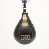 Пневмогруша боксерская Leone AT805 Speed ball Black, Размер М, Ручное шитье, Натуральная кожа буйвола, Размеры 23х17 см, Черно-золотой