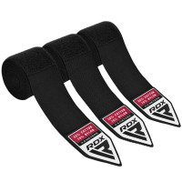 Бинти для боксу RDX RB Hand Wraps Combine, Комплектація: 3 пари, Довжина 4,5 м, Бавовна, Поліестер, Чорний