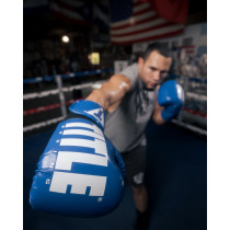 Боксерські рукавиці TITLE Boxing Inferno Intensity Elastic Blue/White / 16 oz