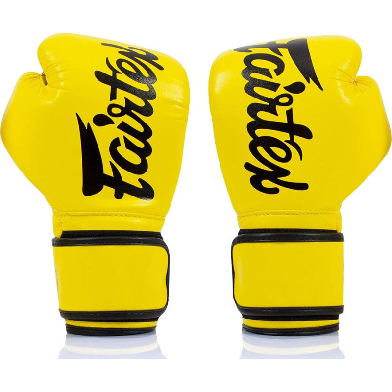 Боксерские перчатки Fairtex BGV14 Yellow (бинты в комплекте), 12 унций, Микрофибра, Желтый