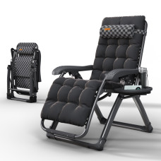 Кресло-шезлонг Zero Gravity WCG S14-PP с полотном с шахматным рисунком + чёрный матрас