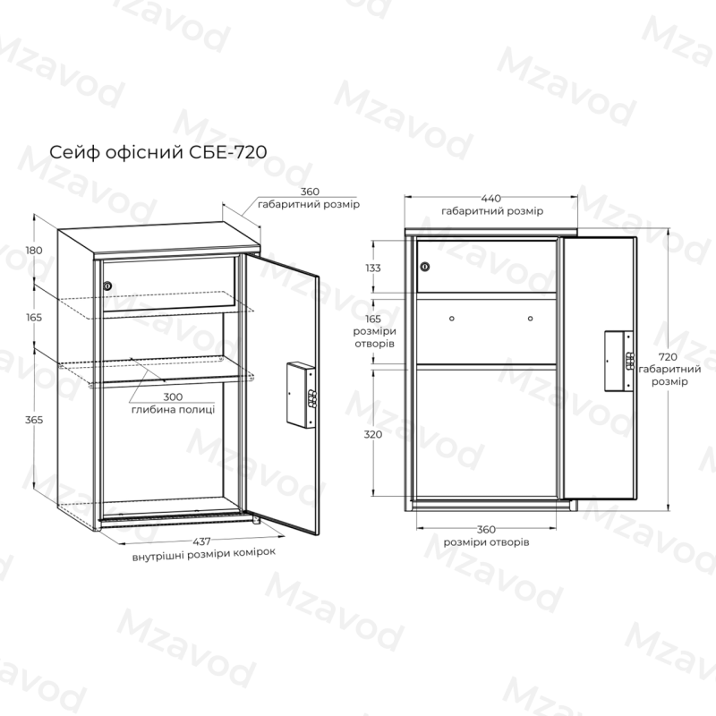 Офисный сейф СБЕ-720 серый
