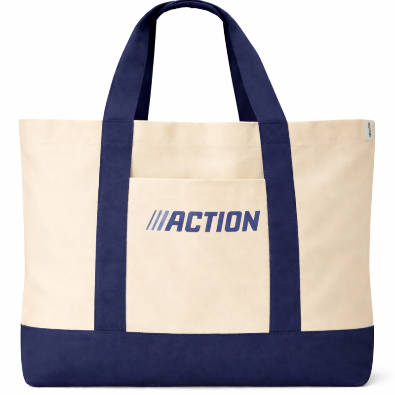 Эко сумка для пляжа, покупок из плотного коттона Action 52x36x15 см бежевая