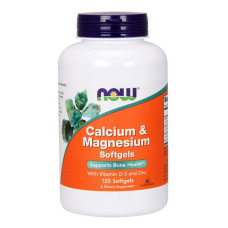 Магний, Calcium & Magnesium Softgels, NOW, 120 капсул