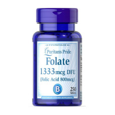 Витамины и минералы, Folate 1333 mcg DFE (Folic Acid 800 mcg), Puritan's Pride, 250 таблеток