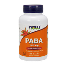 Витамины и минералы, PABA 500 mg, NOW, 100 капсул