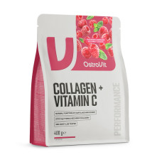 Коллаген, Collagen + Vitamin C, OstroVit, 400 г (Малиновый лимонад с мятой)