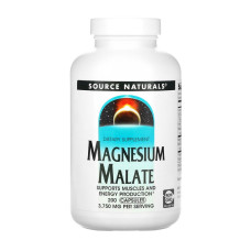 Магний, Magnesium Malate, Source Naturals, 200 капсул