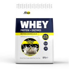 Сывороточный протеин, Whey Protein + Enzymes, FitWin, 900 г (Фисташковая начинка)