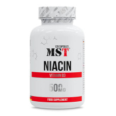 Витамины и минералы, Niacin 500 mg, MST, 120 капсул