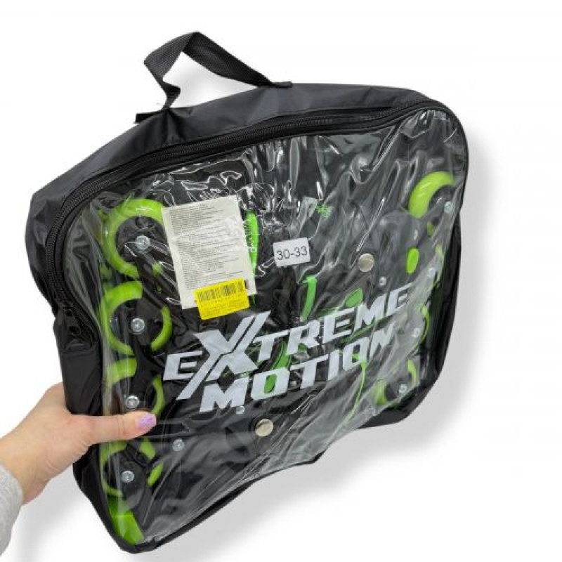 Роликовые коньки размер S (30-33) колеса PU 1 свет в сумке (САЛАТОВЫЕ)