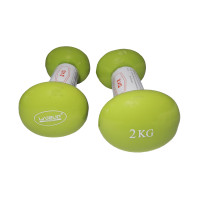 LiveUp Vinyl Dumbbell Egg Head гантели виниловые 2х2 кг (пара), салатовые, виниловое покрытие, эргономичная форма egg-head, нескользящая поверхность, для фитнеса, аэробики и домашних тренировок