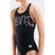 Купальник закритий для дівчат Arena GRAPHIC SWIMSUIT V BACK чорний, білий Діт 140 см
