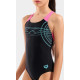 Купальник закритий для дівчат Arena SUNRISE SWIMSUIT SWIM PRO BACK чорний, бірюзовий, рожевий Діт 152 см