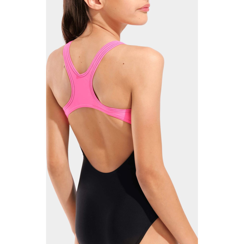 Купальник закритий для дівчат Arena SUNRISE SWIMSUIT SWIM PRO BACK чорний, бірюзовий, рожевий Діт 152 см