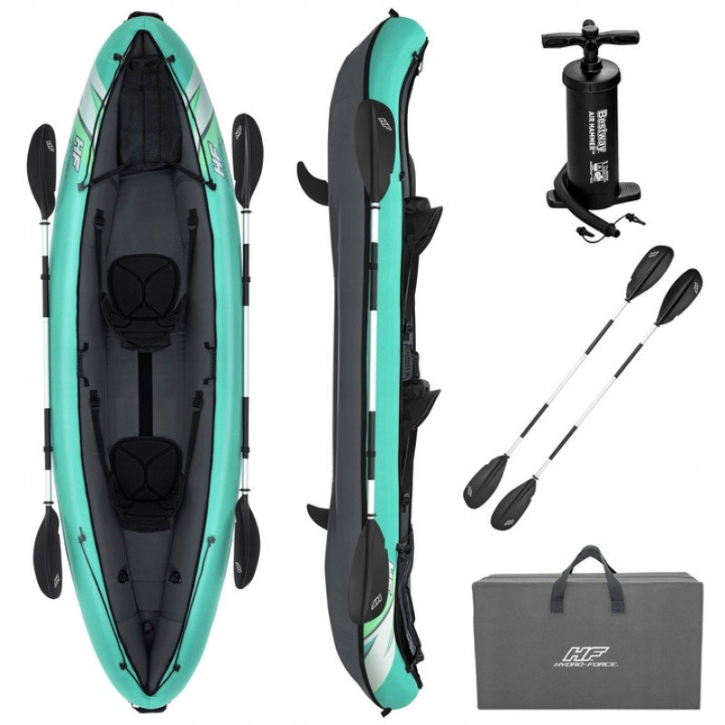 Каяк надувний Bestway Hydro-Force Ventura X2 330 х 86 см, чорно-м'ятний