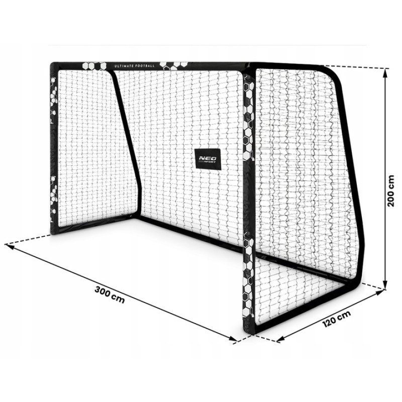 Ворота футбольні Neo‑Sport Hexagon NS‑472 300 х 200 х 120 см, чорні