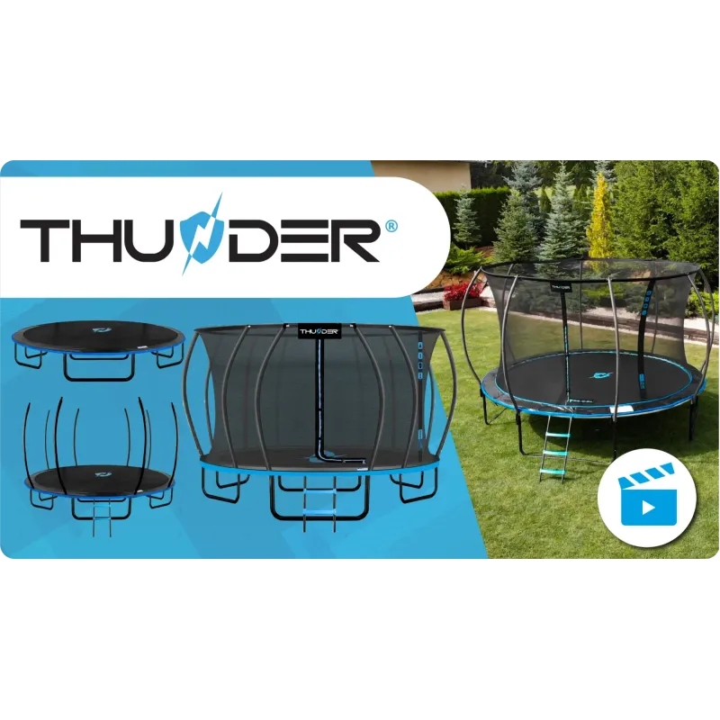 Батут THUNDER INSIDE ULTRA з внутрішньою сіткою 16 футів 490 см чорно-блакитний