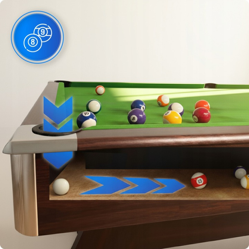 Більярдний стіл THUNDER BOLD-BROWN 9FT, 274 х 142 х 81 см