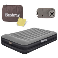 Матрац надувний Bestway 67403 з вбудованим насосом 203x152 см, чорно-сірий