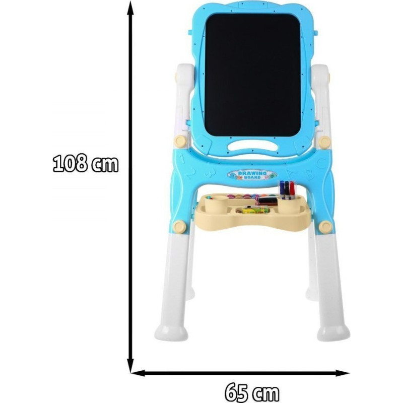 Велика двостороння дошка для дітей 3+ Блакитна + Магнітні крейдяні дошки + Аксесуари