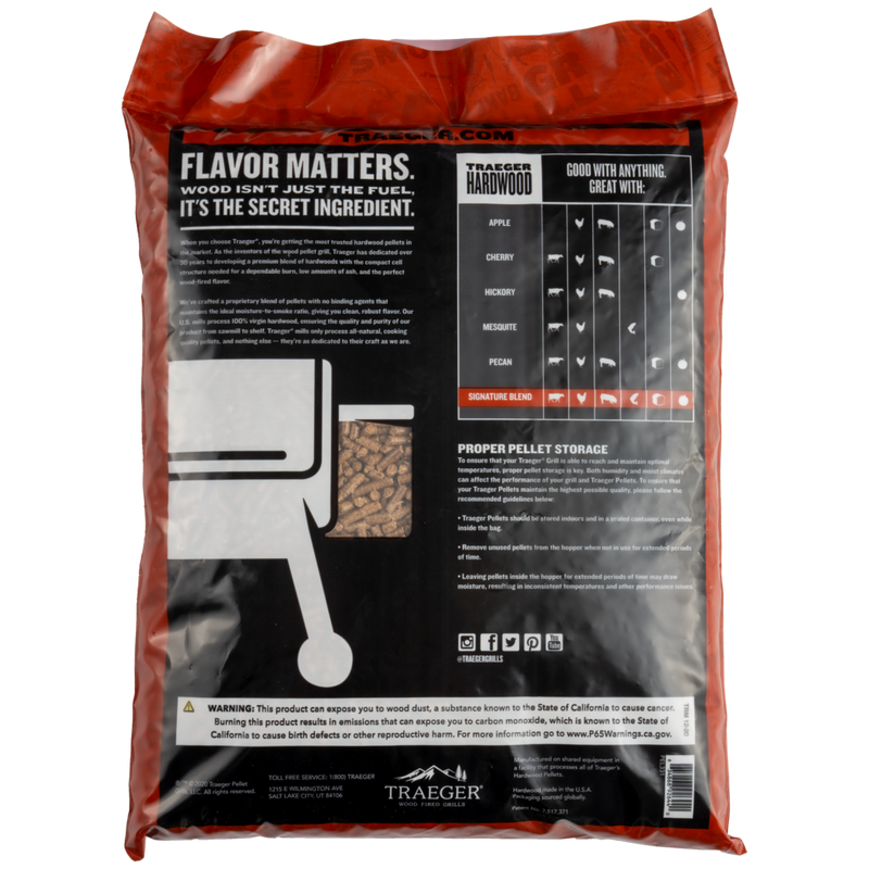 Пелети для гриля фірмова суміш Signature Blend 9кг 20л Traeger PEL346 Код: 009752